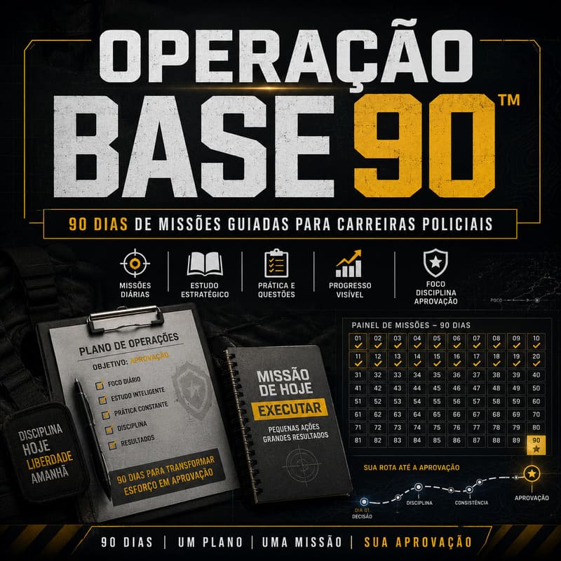 Operação Base 90 — Visão geral do material: mapas mentais, cadernos e plataforma